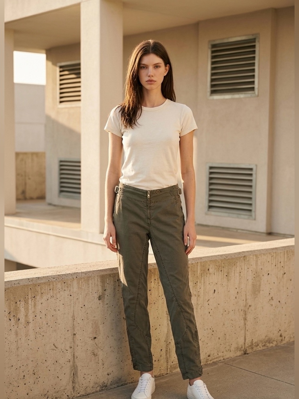 Prada Gray Skinny Cargo Zip Ankle Jeans
